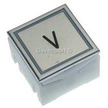 Push button Step Classic, Illumination red, Sign engraved V
