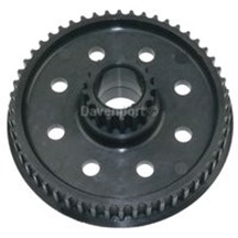 Toothed reduction pulley wheel without key slot