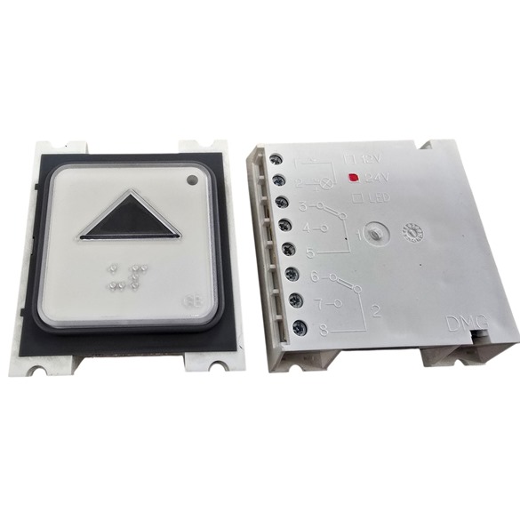 Push button DMG, V2A braille and tactile, 2contacts, red, 24V,