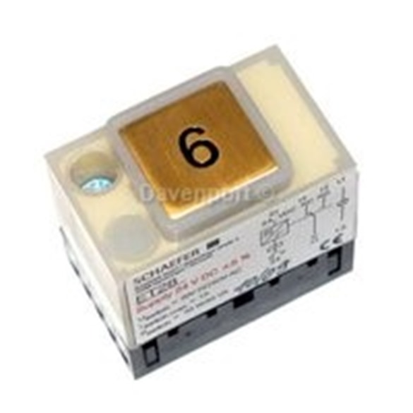 Pushbutton ET28, brass push "6", 30V